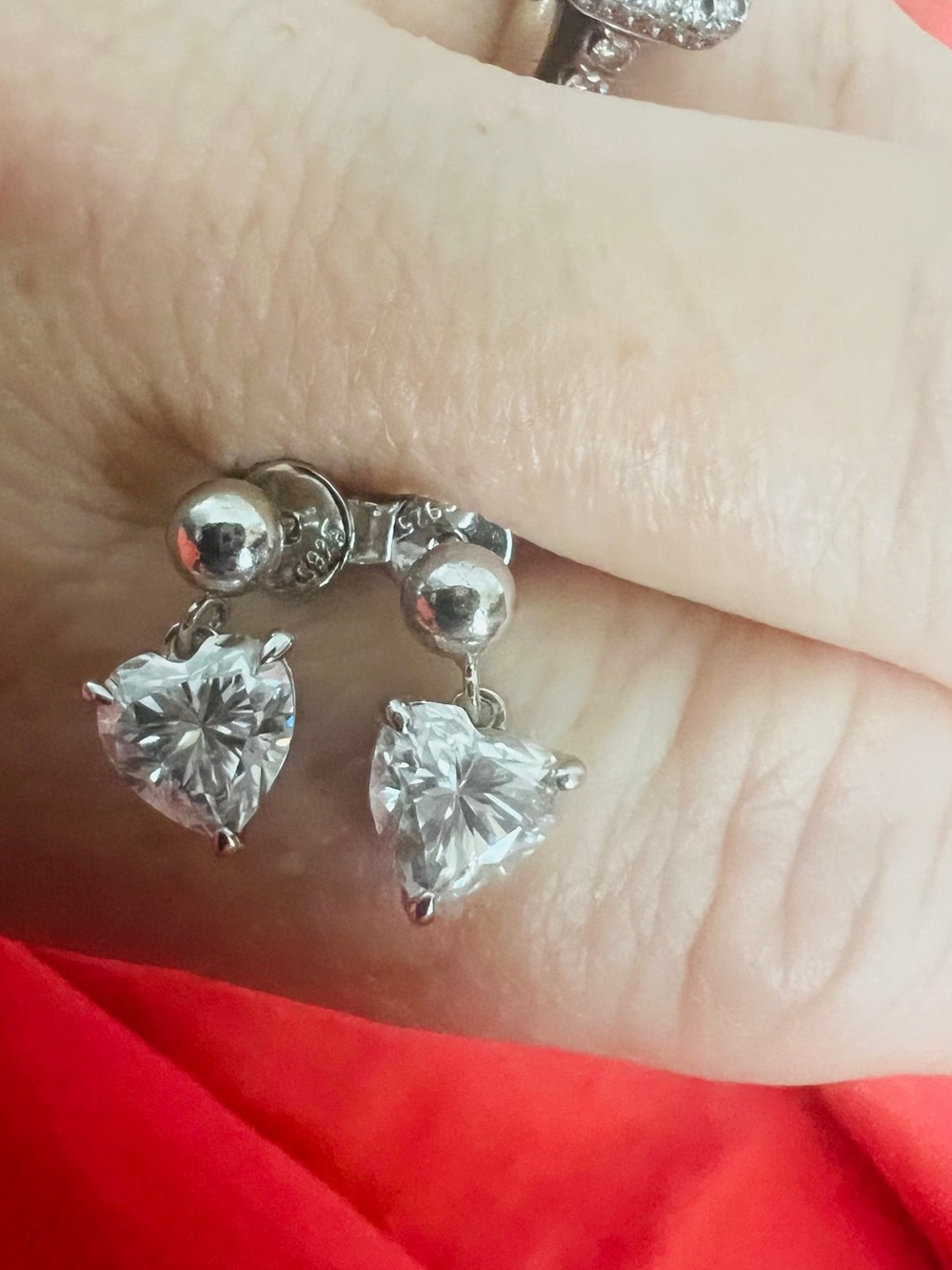 Sterling silver 2tcw heart drop Moissanite earrings